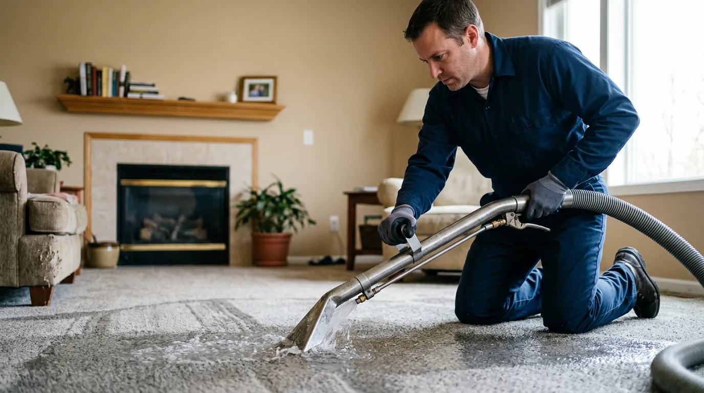 Water damage restoration technician working near Kennan, WI
